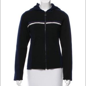 Chanel Sport Wool Hooded Zip Sweater Navy